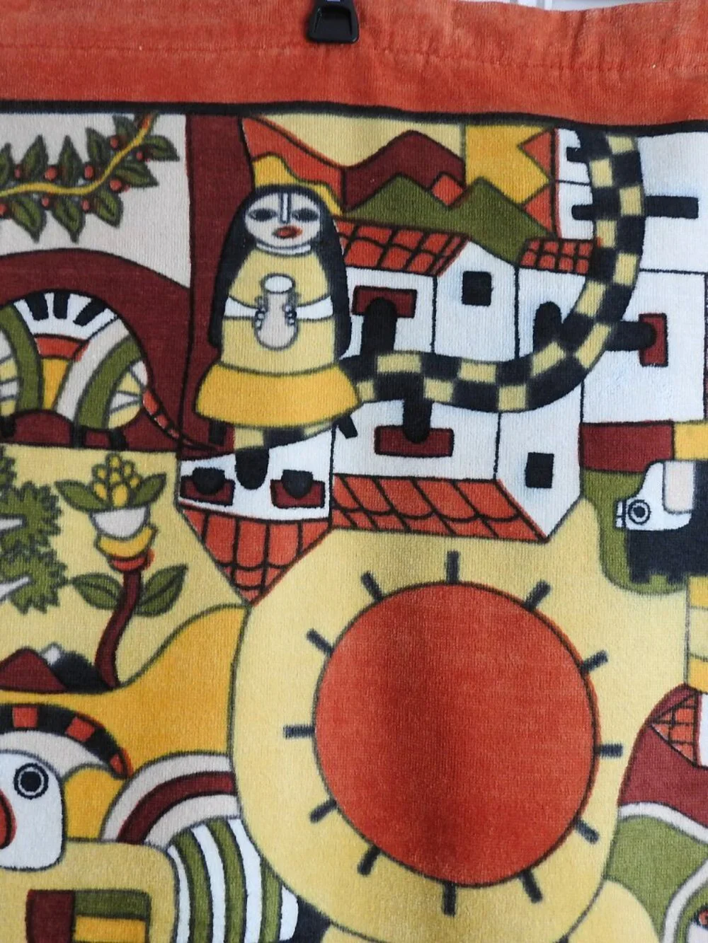 1970s Hilasal La Palma El Salvador Folk Art Beach Towel 35x68